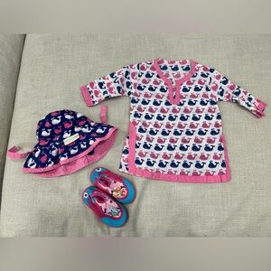 Pottery Barn baby reversible sun hat beach swim cover up 12-18 months shoes 5/6